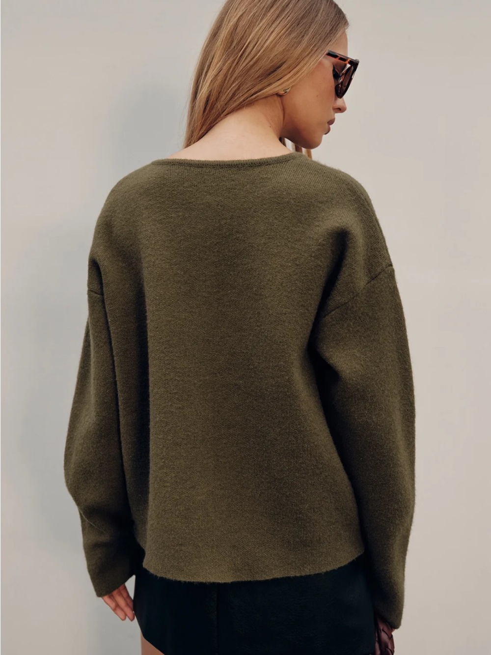 Commense Olive Green Button-Front Cardigan Scarf Sweater - Women - Picture 7 of 8